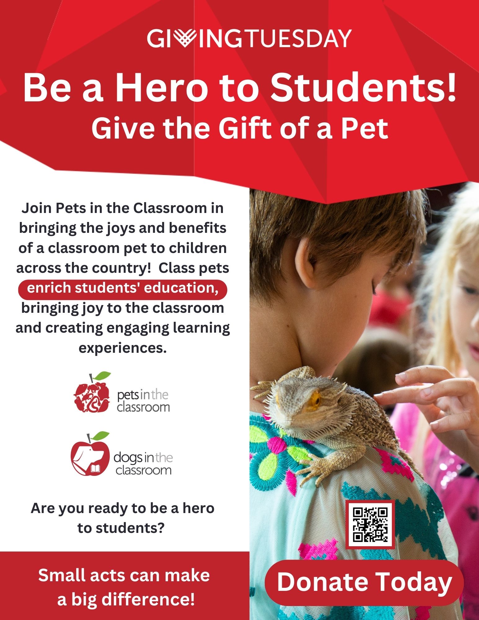 Pets in the Classroom Giving Tuesday Flyer