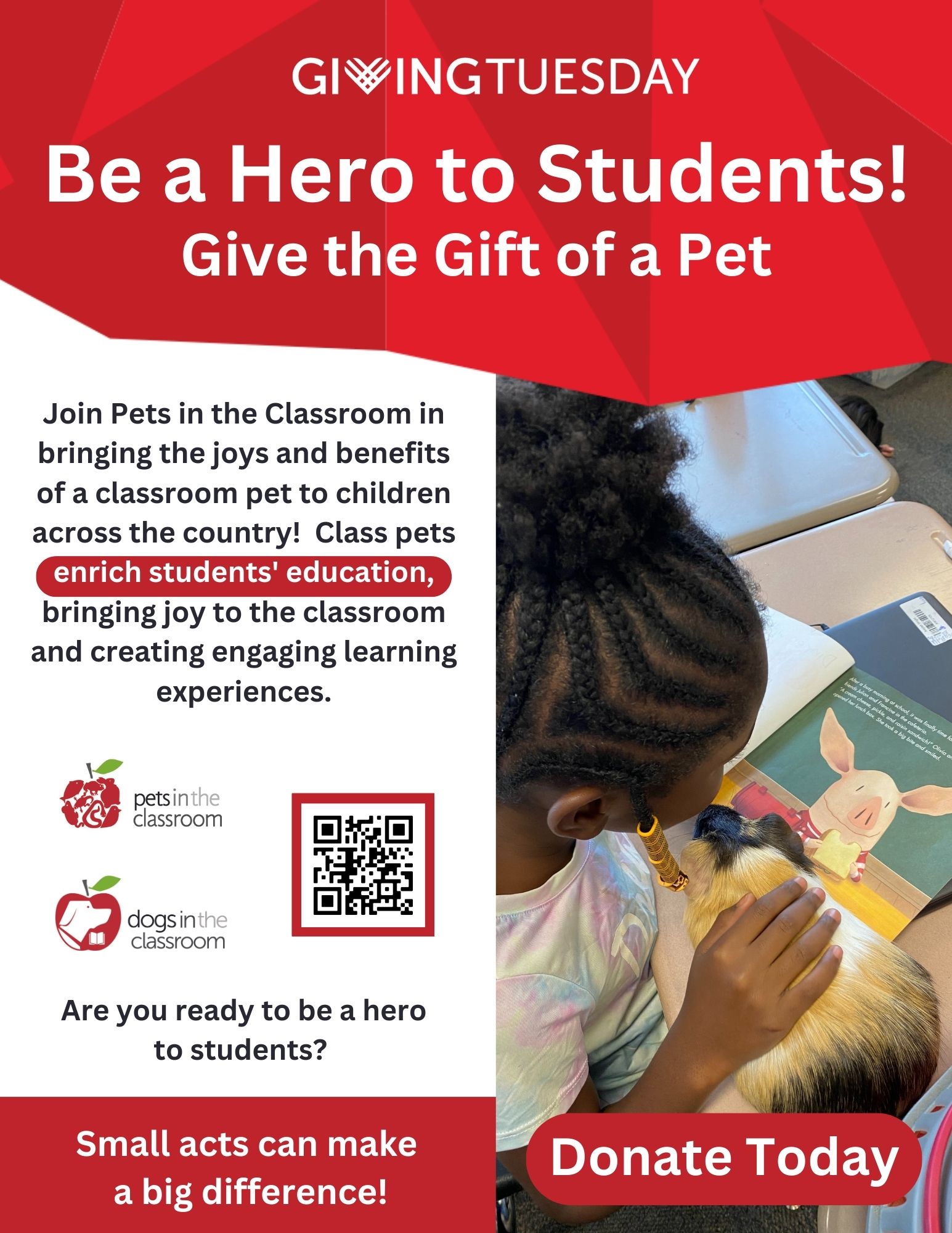 Pets in the Classroom Giving Tuesday Flyer