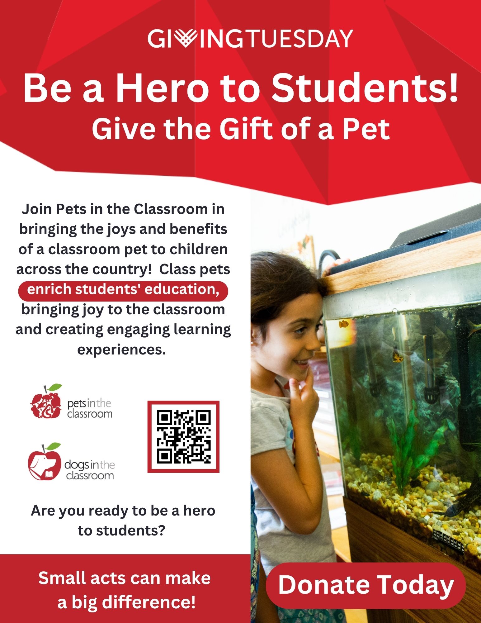 Pets in the Classroom Giving Tuesday Flyer