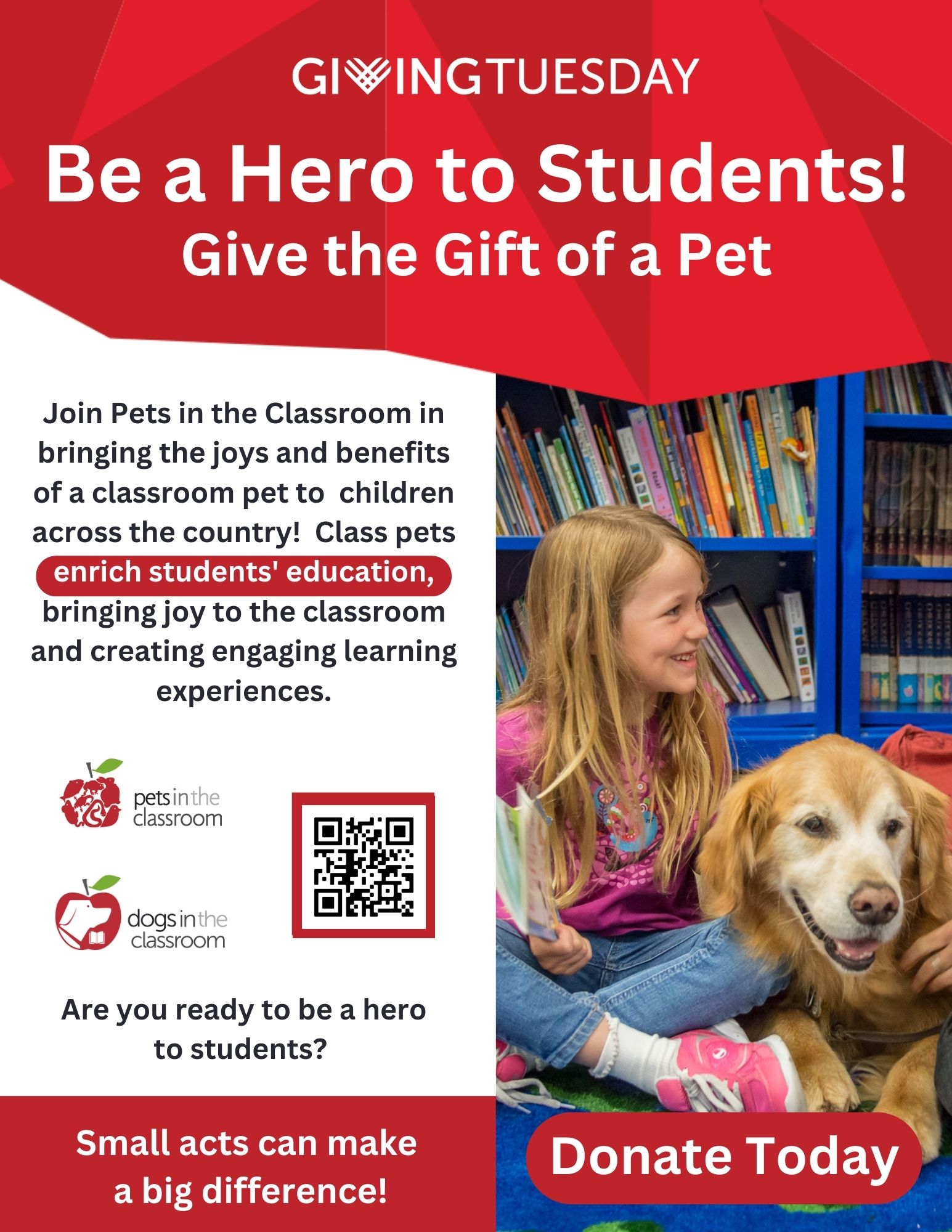 Pets in the Classroom Giving Tuesday Flyer