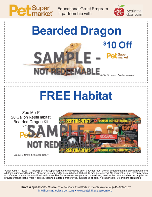 Pet SuperMarket Pets in the Classroom Bearded Dragon Coupon
