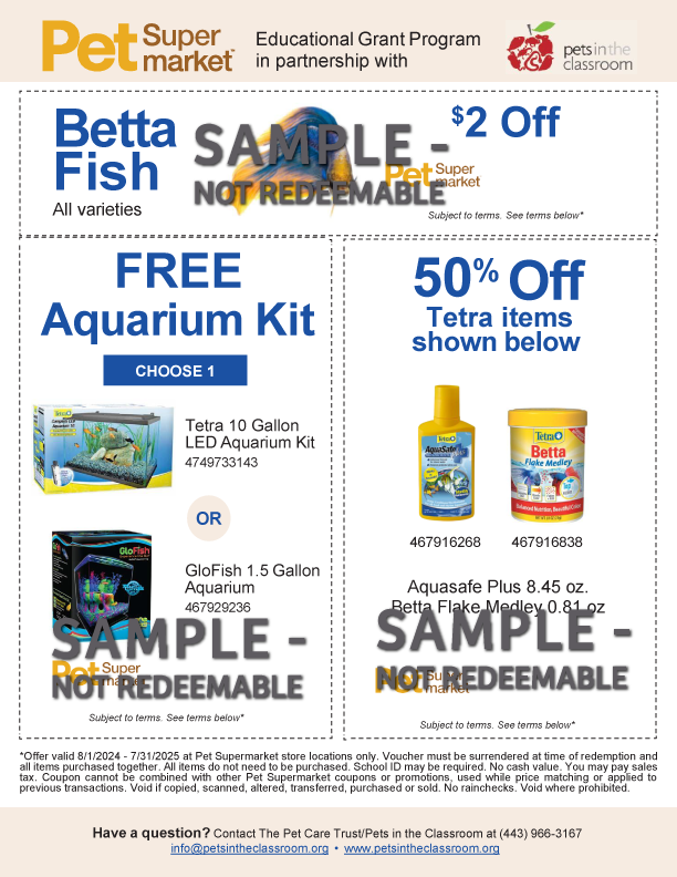 Pet SuperMarket Pets in the Classroom Betta Fish Coupon