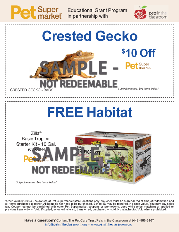 Pet SuperMarket Pets in the Classroom Crested Gecko Coupon