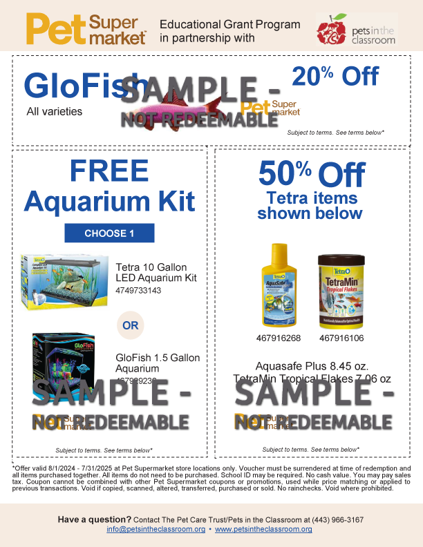 Pet SuperMarket Pets in the Classroom Glofish Coupon