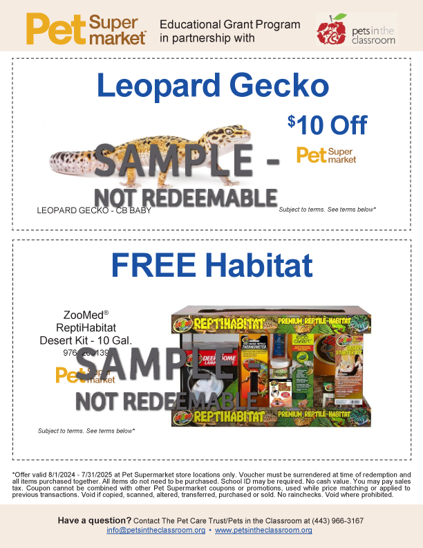 Pet SuperMarket Pets in the Classroom Leopard Gecko Coupon