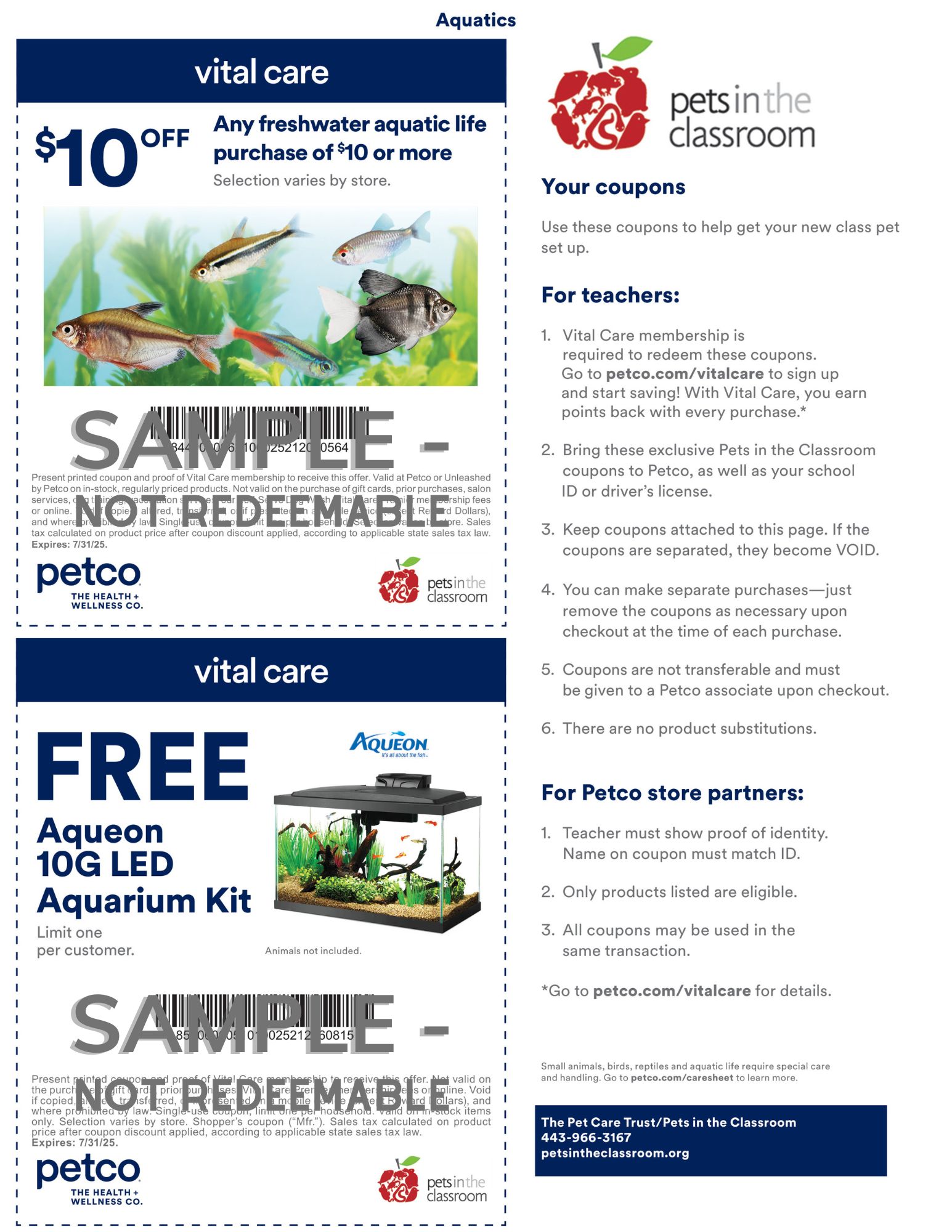 Petco Coupon Pets in the Classroom freshwater fish