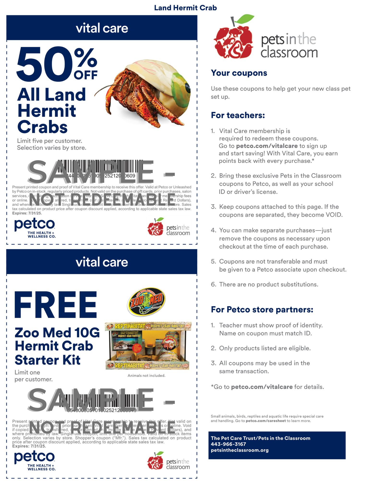 Petco Coupon Pets in the Classroom hermit crab