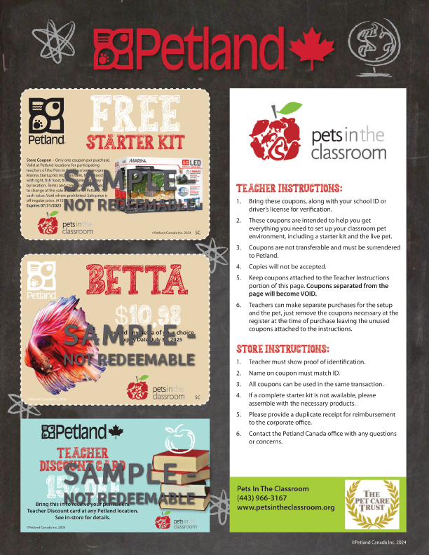 Petland Canada Betta Fish Coupon Pets in the Classroom