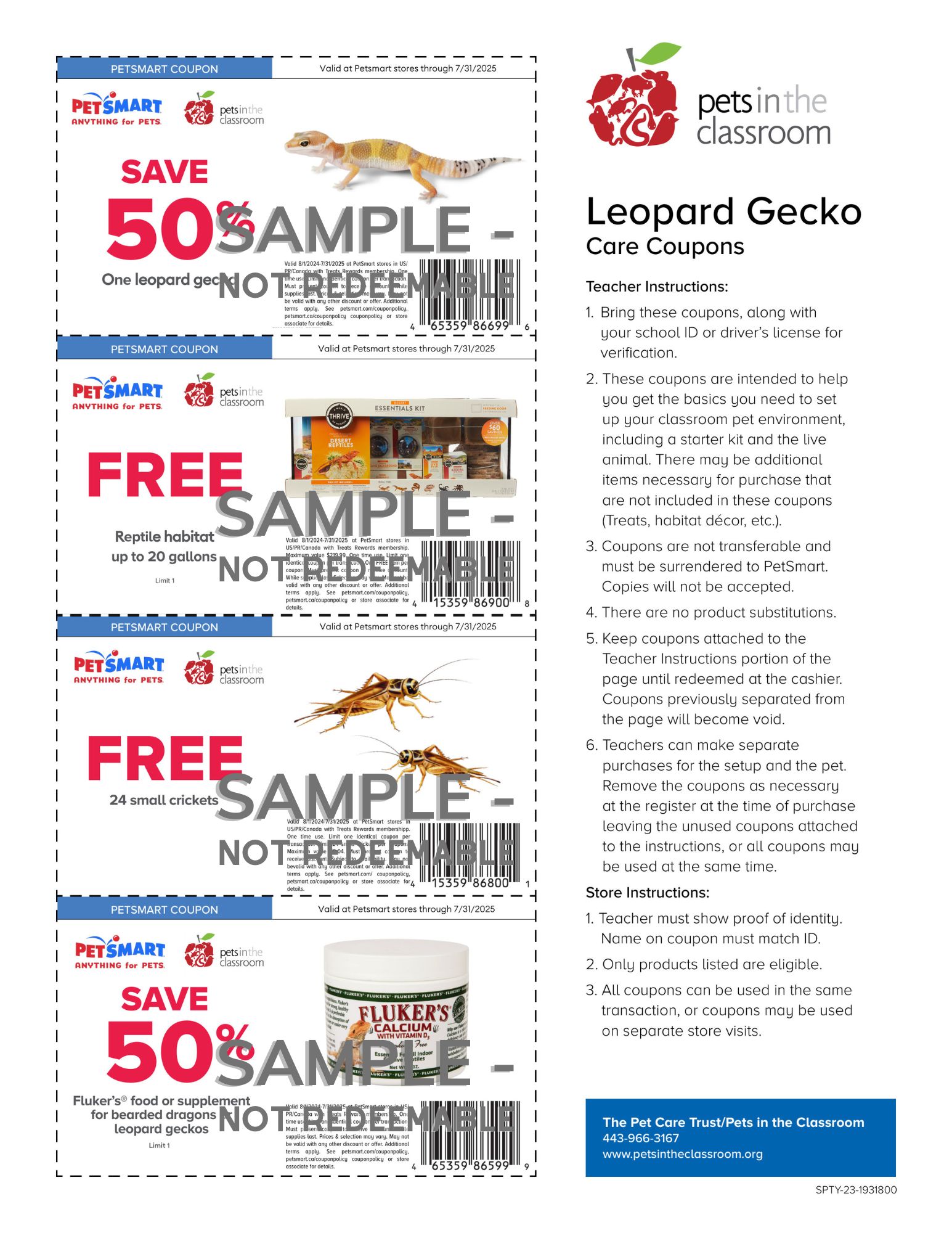 Petsmart Pets in the Classroom Coupon sample leopard gecko