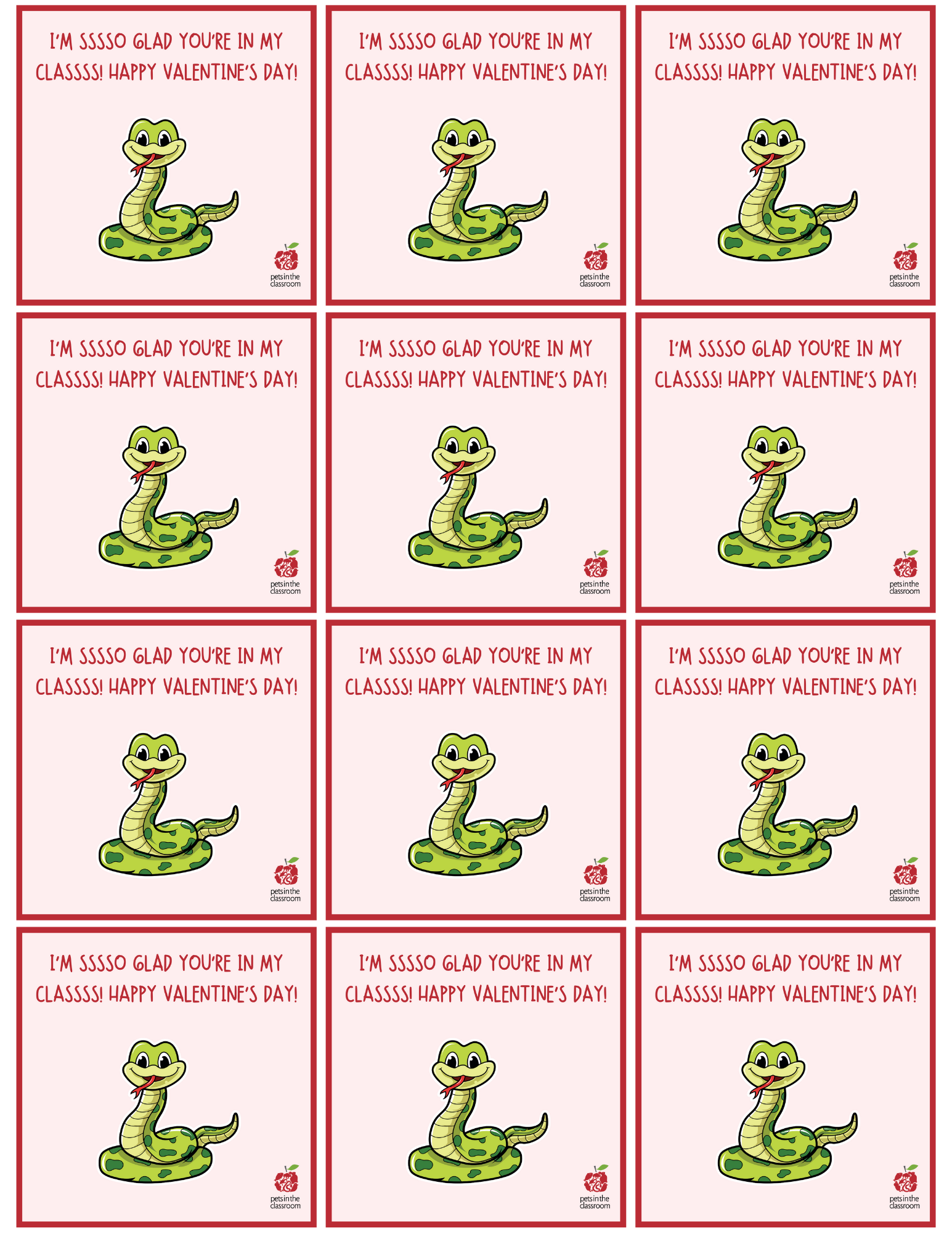 printable snake valentine