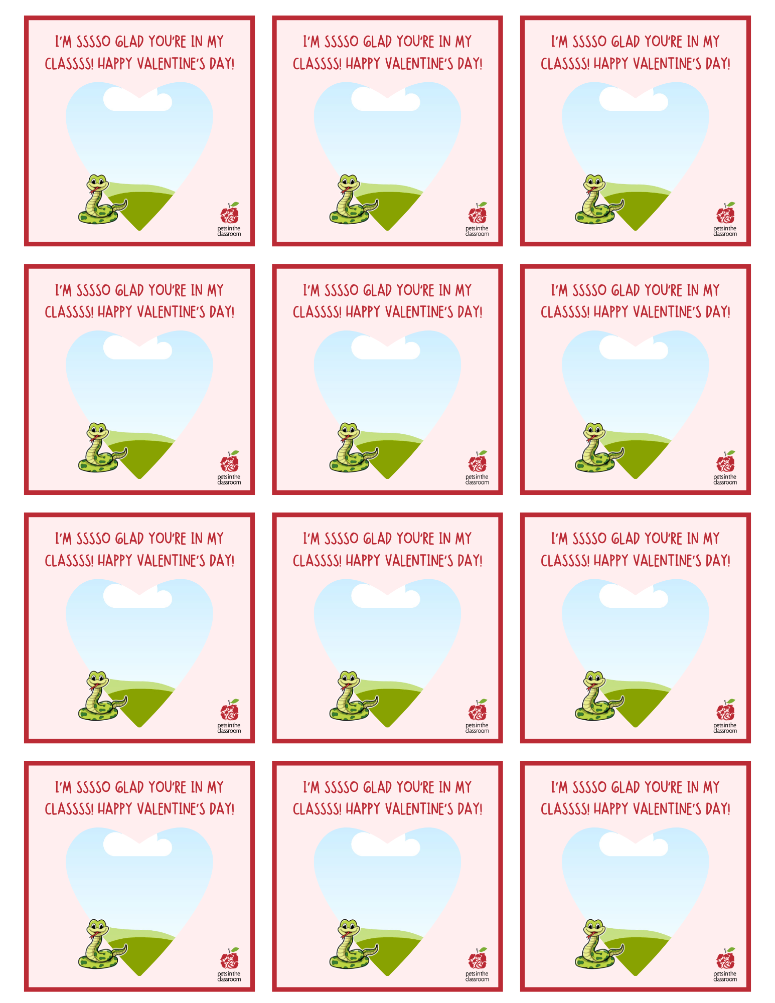 printable snake valentine 