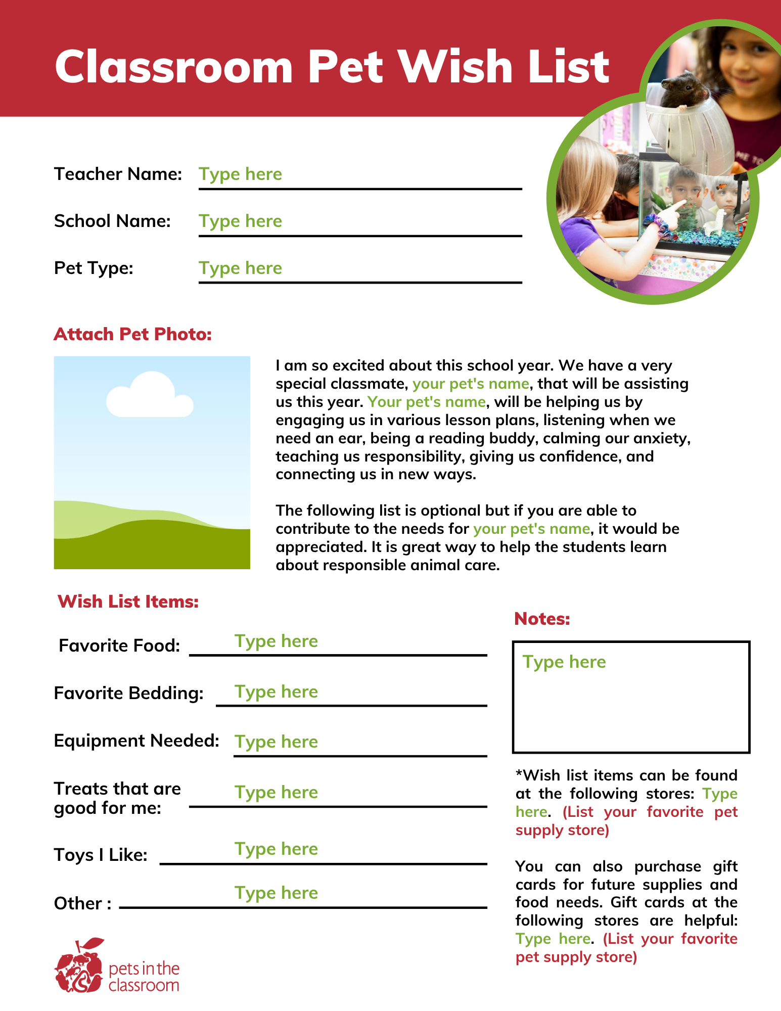 Need Supplies for Your Classroom Pet? Start a Wishlist