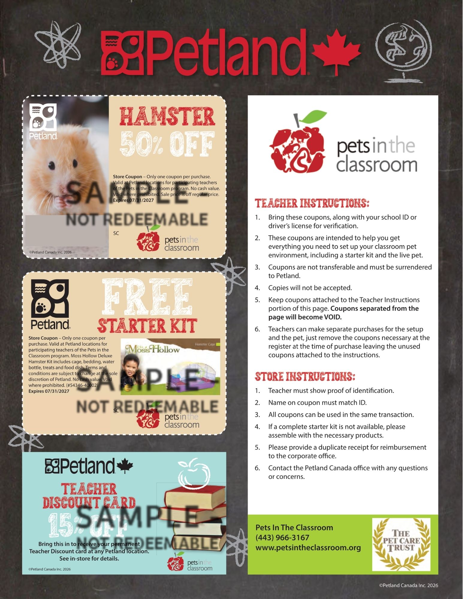 Hamster Sample Coupon – Pets in the Classroom Petland Canada Grant